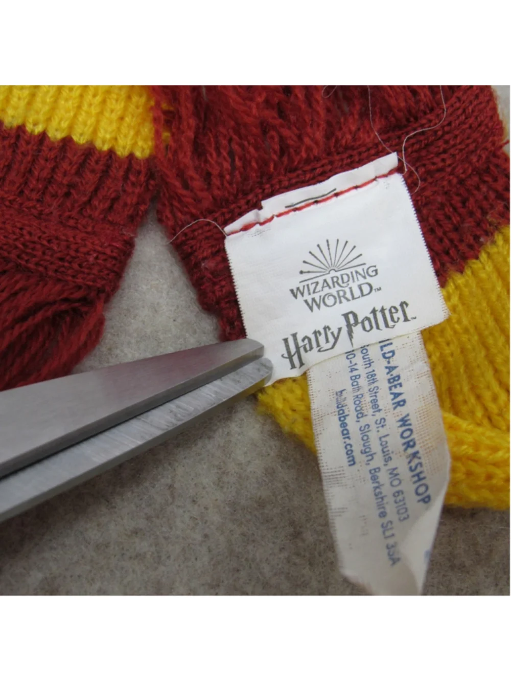Build A Bear Harry Potter Gryffinder Scarf Plush Teddy Bear Maroon Gold Fringe